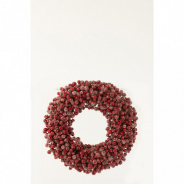 Suspension Couronne Baies Rond Plastique Rouge S