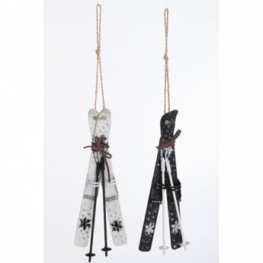 Suspensions Skis Metal Noir/Blanc x2