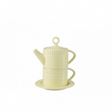 Theiere Et Tasse Ceramique Jaune