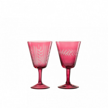 Verre Sur Pied Vertical Tige Verre Rouge  x2