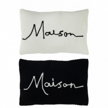 Coussin Broderie Maison Acrylique Noir/Blanc x2