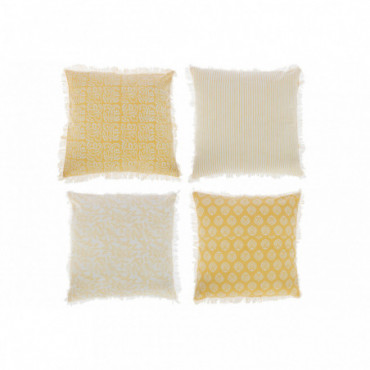 Coussin Indi Textile Jaune x4