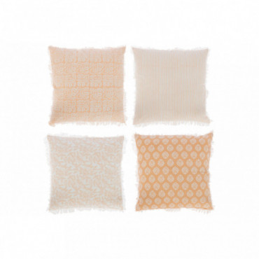 Coussin Indi Textile Saumon x4