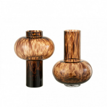 Vase Grenade Verre Marron/Noir x2