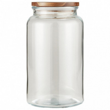 BLOCA - Bocal en verre avec couvercle en manguier 3,5L - transparent