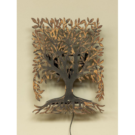 Arbre de Vie Décoratif à Fixer Applique Murale Fronton Motif Nature en  Forme de Coeur en Métal Patiné Marron 0,5x60x61cm - L'Héritier du Temps