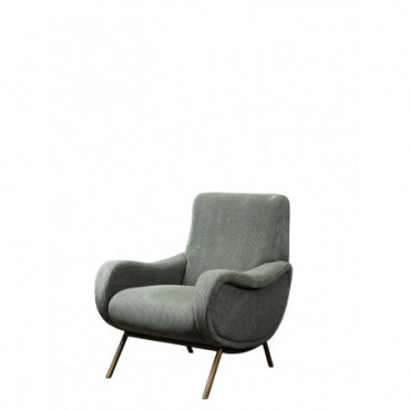 Fauteuil gros velours côtelé vert albert