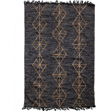 Grand tapis noir losange juste