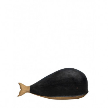 Grande baleine noire et bois naturel