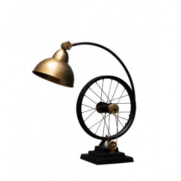 Lampe de bureau vélocipède abat-jour laiton