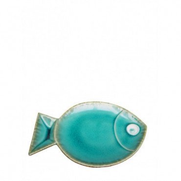 Petit plat rond poisson bleu aqua