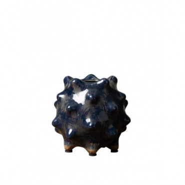 Petit vase pointu bleu marine en céramique