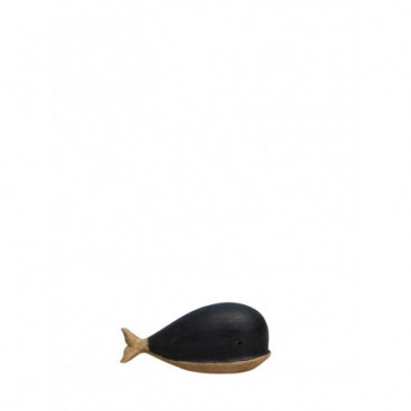 Petite baleine noire & bois naturel