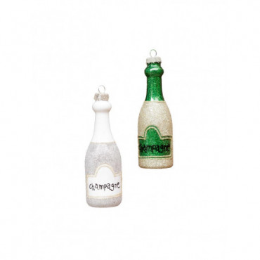 Suspension champagne verte et argent x2