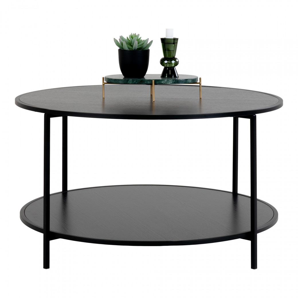 Table basse avec double plateau en métal noir Mudo