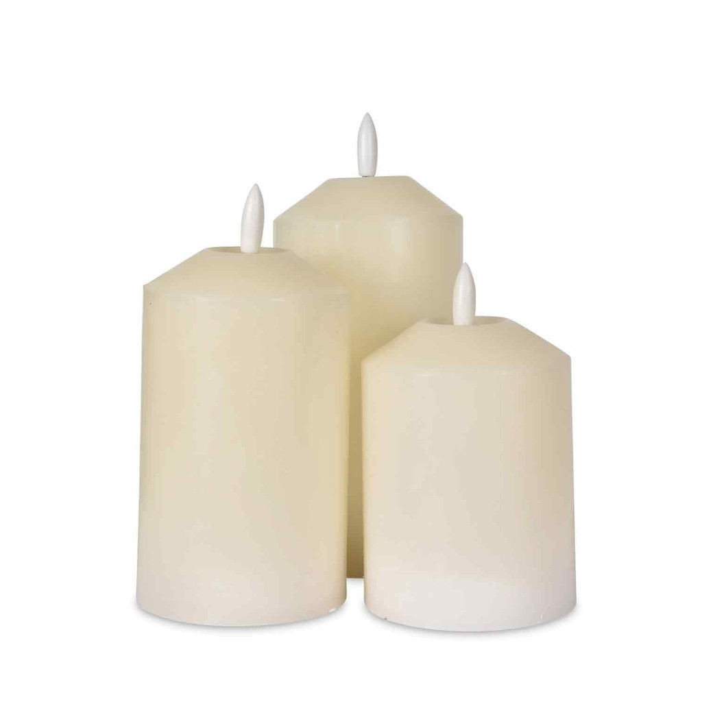 3 Bougies LED ivoire flamme oscillante H 12.5/15/17.5CM
