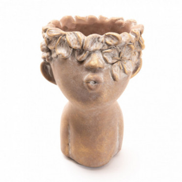 Vase Enfant Fleurs Dore Grand