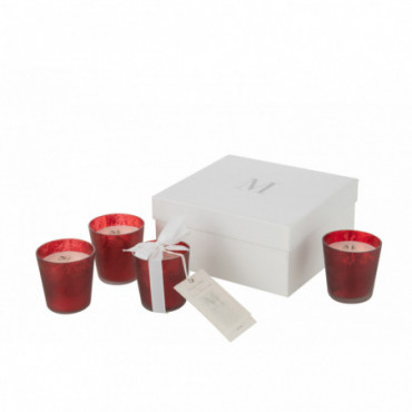 Boite 4 Bougies Senteur Deluxe Verre Rouge