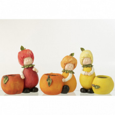 Jardiniere Enfant Citron/Orange/Pomme Polyresine Mix Large x3