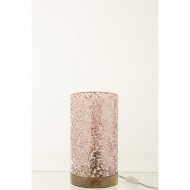 Lampe De Table Mosaique Verre Rose Petit