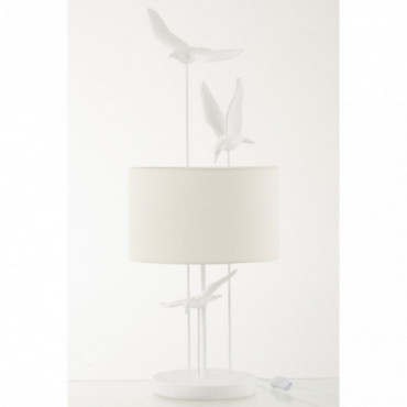 Lampe Oiseaux Poly Blanc/Beige