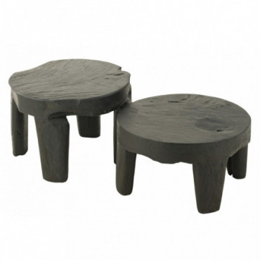 Tables Rondes Tek Noir x2