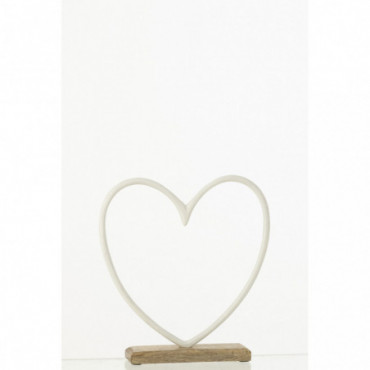 Coeur Sur Socle Aluminium Blanc Grand