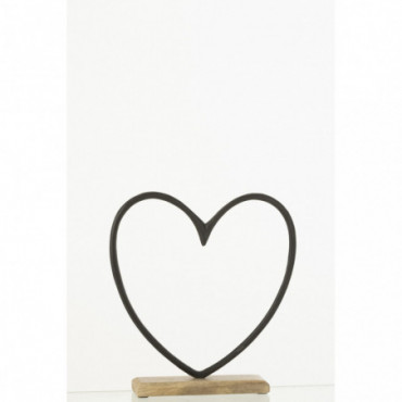 Coeur Sur Socle Aluminium Noir Grand