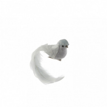 Oiseau + Clip Plumes Gris x3