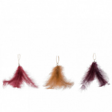 Plume Suspendue Rose/Bordeaux/Ocre x3