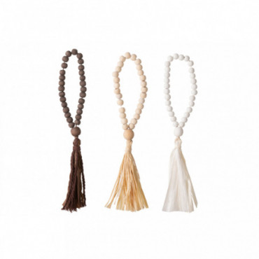 Suspension Pour Vases/Sac Perles Bois Marron/Blanc x3