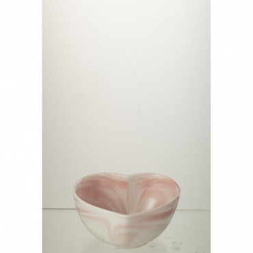 Bol Coeur Porcelaine Blanc/Rose Moyen