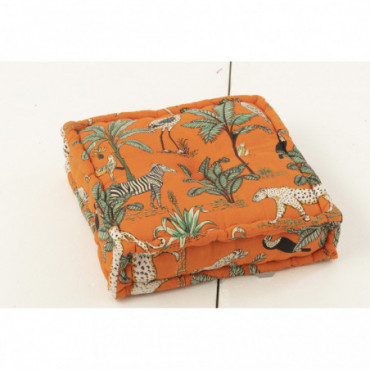 Coussin d'assise Animaux/Plantes Exotiques Coton Orange