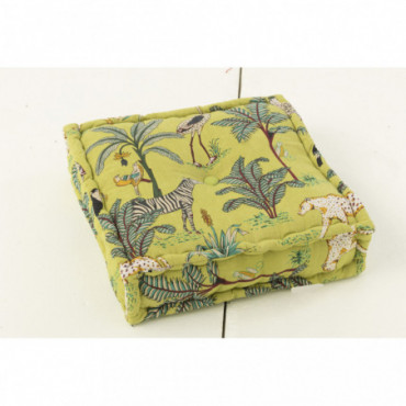 Coussin d'assise Animaux/Plantes Exotiques Coton Vert