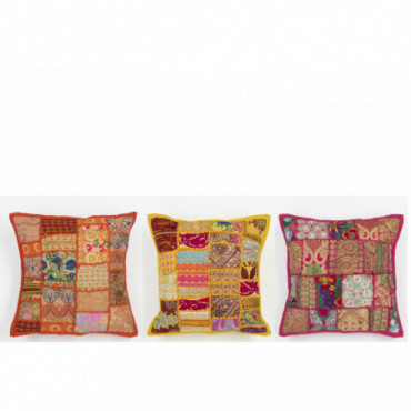 Coussin Motifs Patchwork Coton Mix