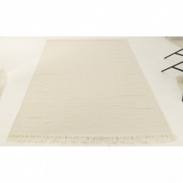 Tapis Tissé + Franges Laine Crème