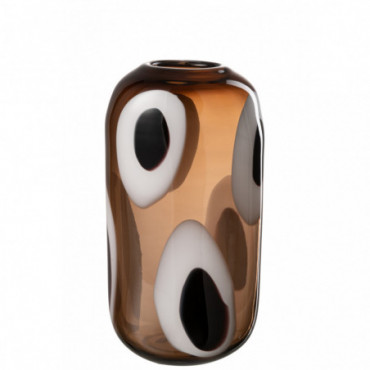 Vase Izzy Verre Blanc/Marron Moyen