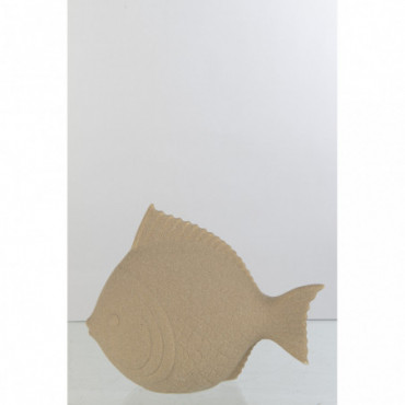 Poisson Details Sable Glaze Porcelaine Beige Grand