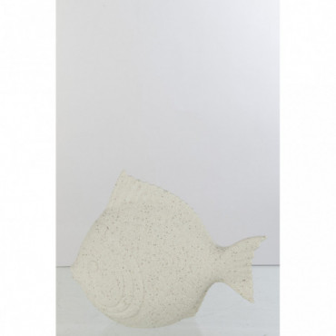 Poisson Details Sable Glaze Porcelaine Blanc Grand