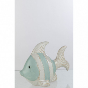 Poisson Porcelaine Blanc/Azur Grand