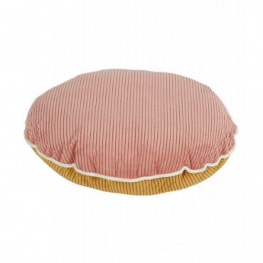 Coussin Pountra Rond Moutarde/Rose Poudré