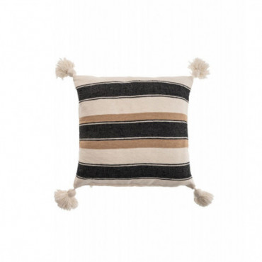 Housse de Coussin Vendavel Grosse Raies Ecru/Noir/Beige