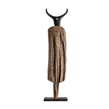 Statue Noir Naturel en Bois Tropical 163cm