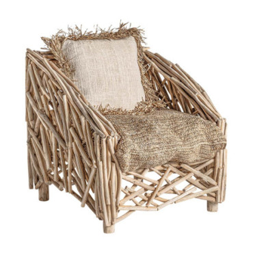 Fauteuil Netia Naturel en Bois De Teck 90cm