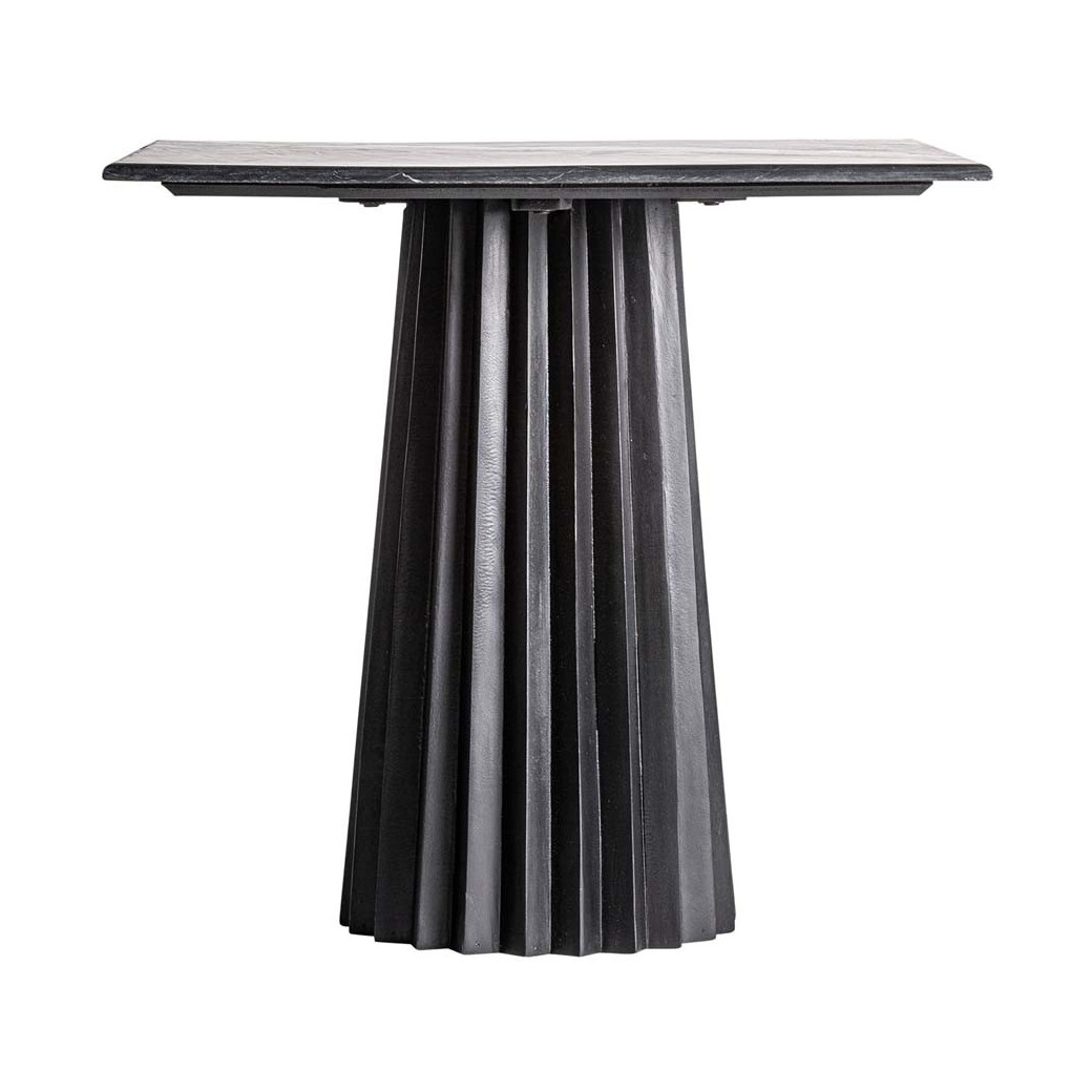 Table De Bar Plissé Wood Noir en Bois De Mangue 80cm 33178 Vical Home