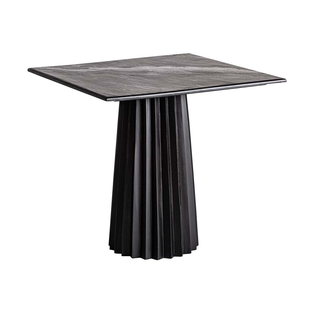 Table De Bar Plissé Wood Noir en Bois De Mangue 80cm 33178 Vical Home