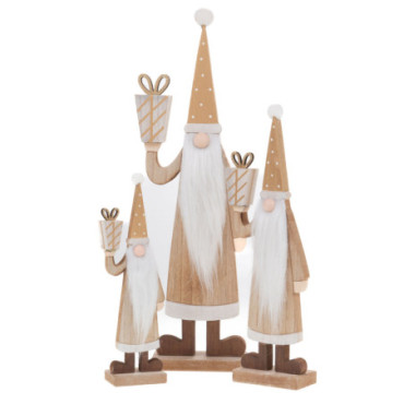 Pere Noel Cadeaux En Bois x3