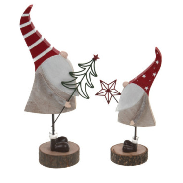 Pere Noel Sur Socle Bois x2