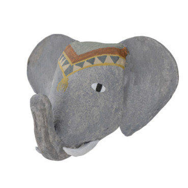 Tête d'éléphant Elli Gris Papier Mâché