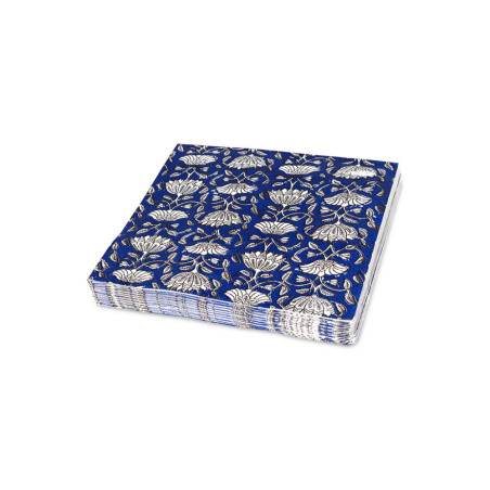serviette papier block print fleurs bleu x20 Opjet 16412